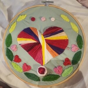 Vibrant Heart Embroidery Hoop Art